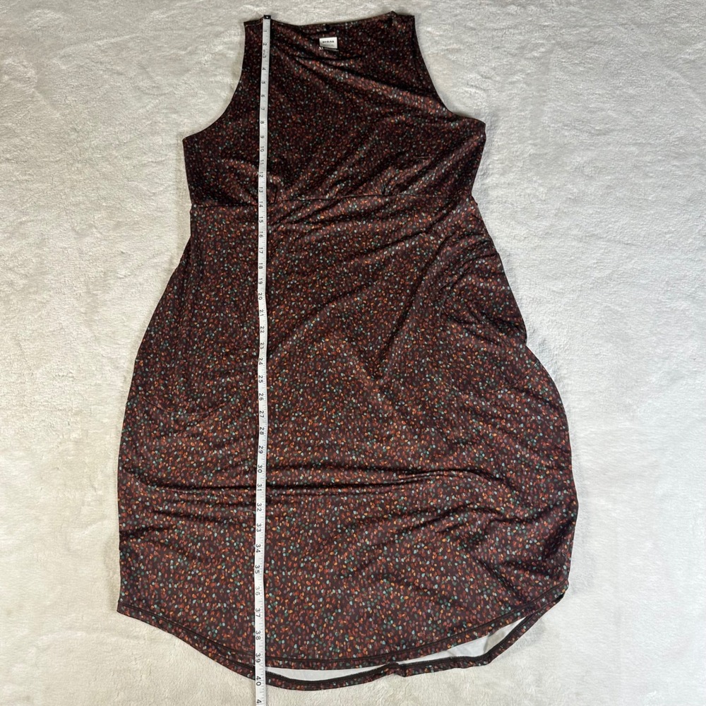 prAna Emerald Lake Dress Women XL Brown Multi-Color Abstract Dot Sleeveless - Picture 6 of 9